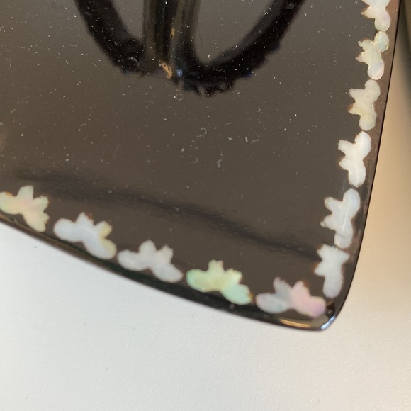 - New Asian Oriental Flip Flops Sandals MOP Inlay Black Lacquer Wood - Picture 8 of 9